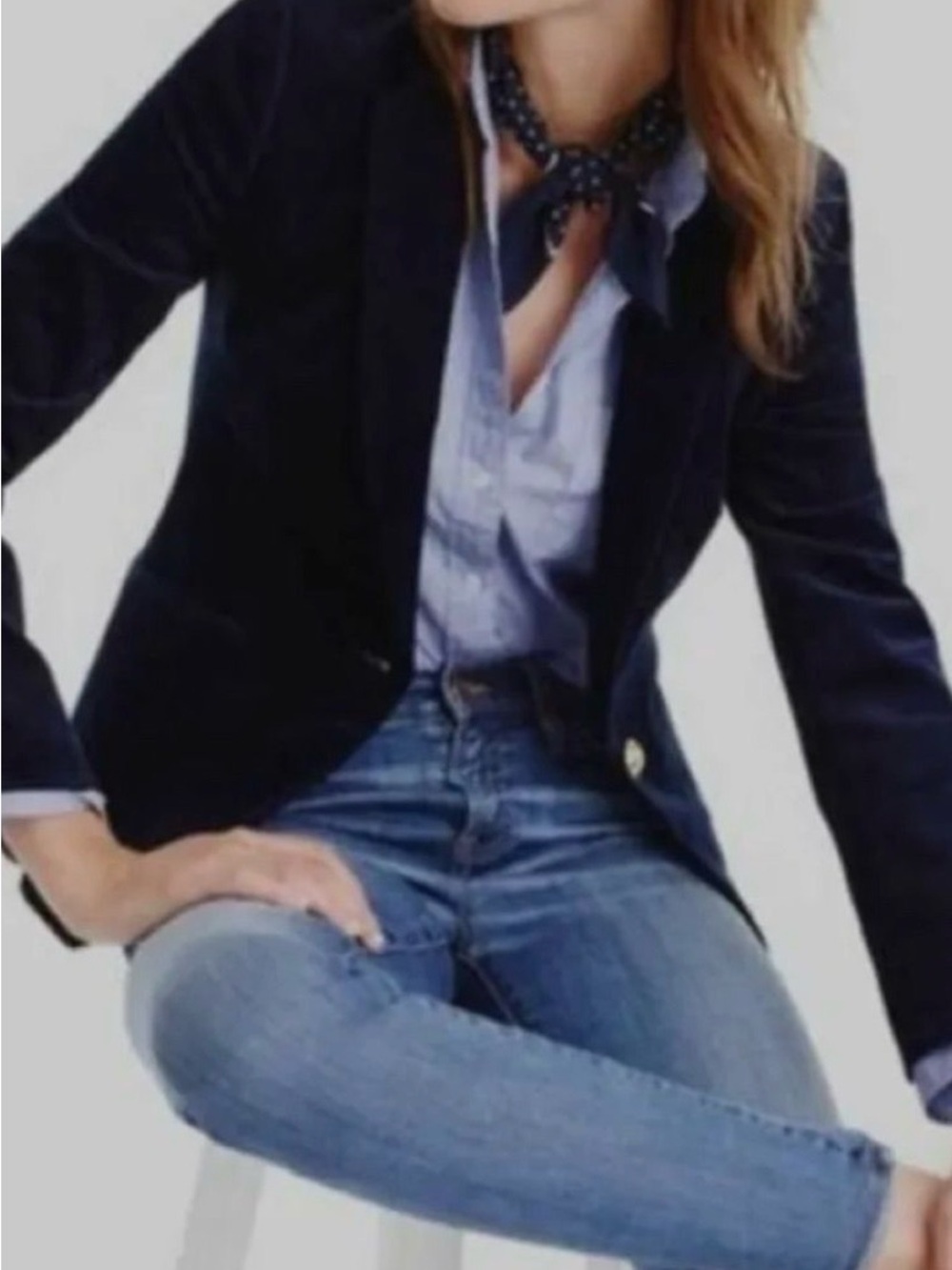 J. Crew Campbell Navy corduroy Single-Button Blazer Gold Buttons Size 4